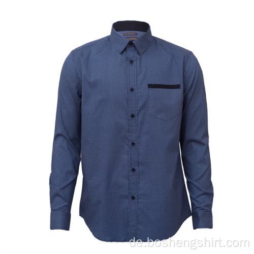 Herren Freizeitkleidung Blaues Denim Langarmhemd